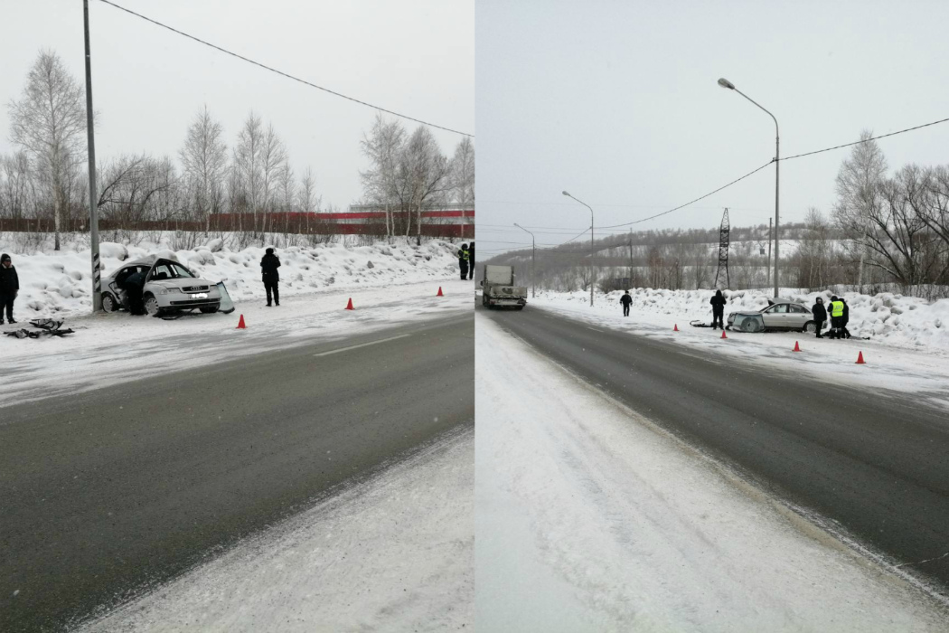 В Челябинской области из-за снегопада женщина въехала в столб