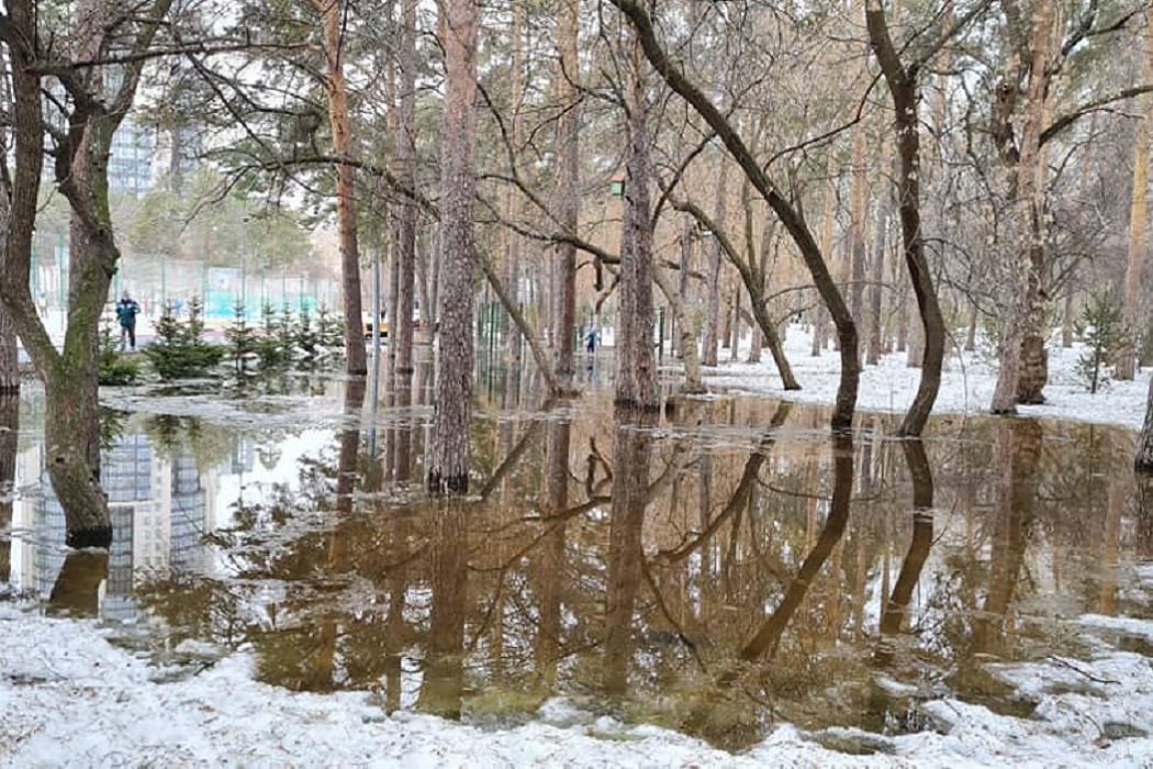 Вода затопила Зелёную рощу в Екатеринбурге