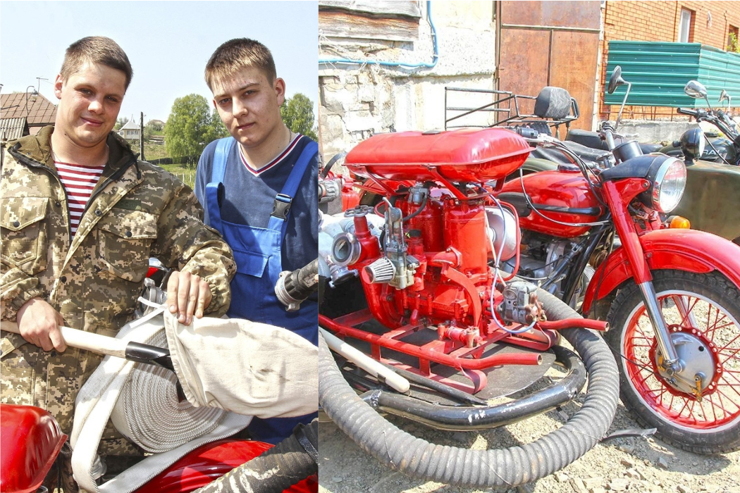 Южноуралец тушит пожары на мотоцикле Урал