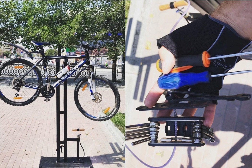 В Челябинске установили 2 станции для мелкосрочного ремонта велосипедов