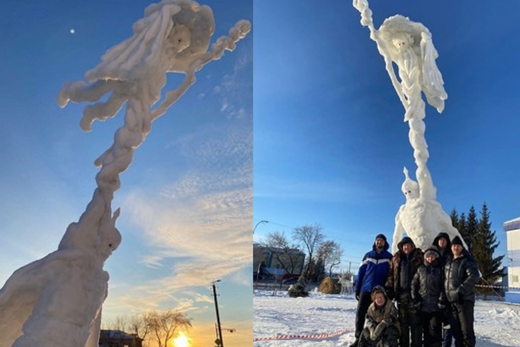 В тюменском селе появилась снежная скульптура по мотивам поэмы «Руслан и Людмила»