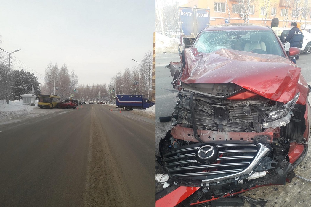 В Сургуте водитель «Мазды» спровоцировал массовое ДТП с пострадавшими