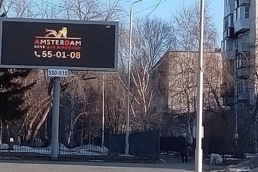 В парке Победы Кургана установили рекламу интим-салона