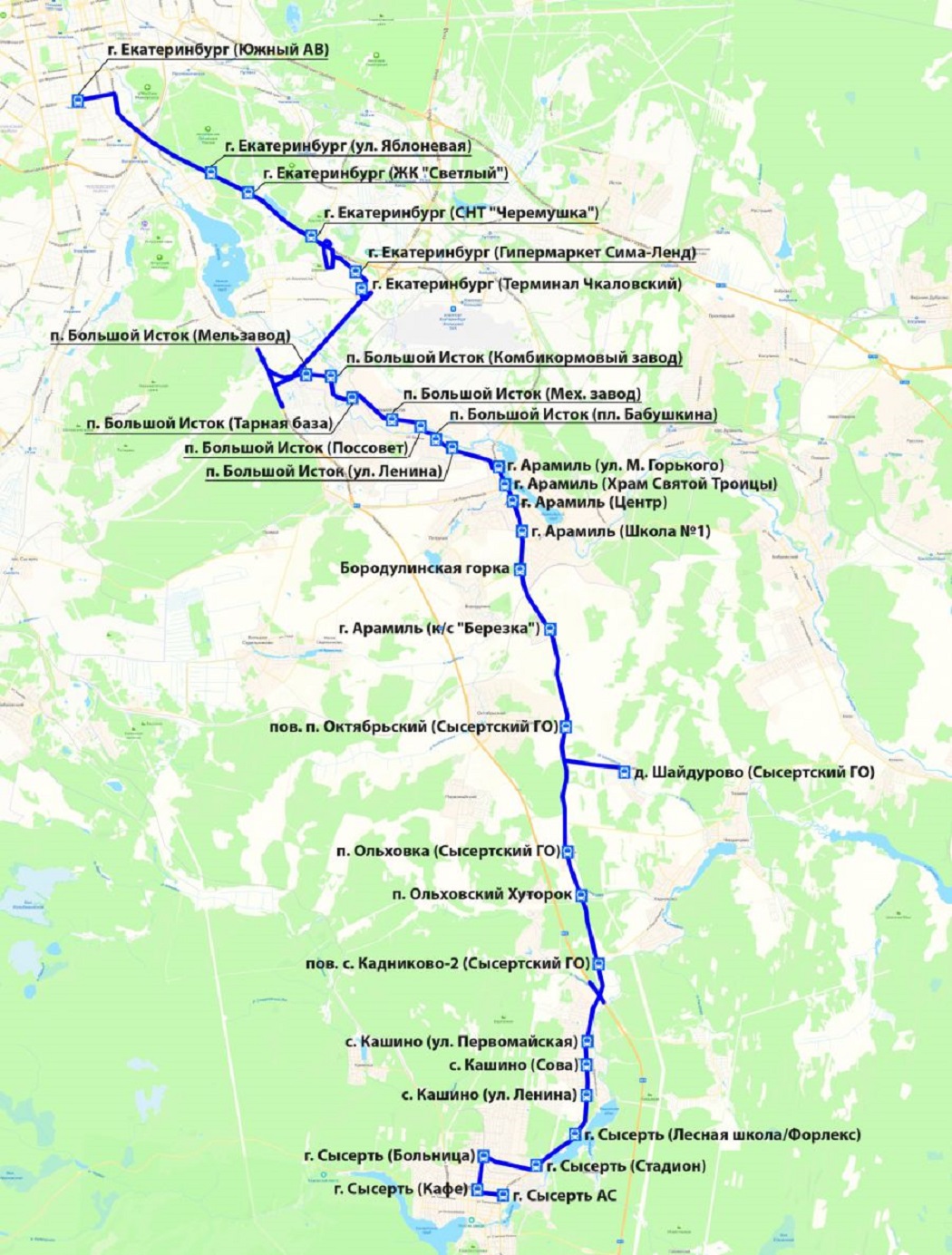 Екатеринбург с Сысертью связал регулярный автобусный рейс