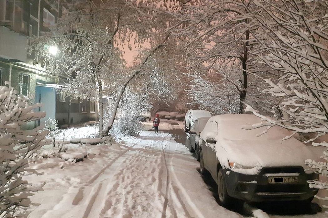 Екатеринбург засыпало снегом в ночь на 14 ноября