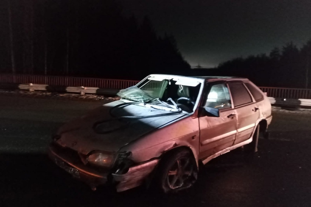 На Серовском тракте водитель ВАЗ наехал в темноте на выпавшие из лесовоза брёвна