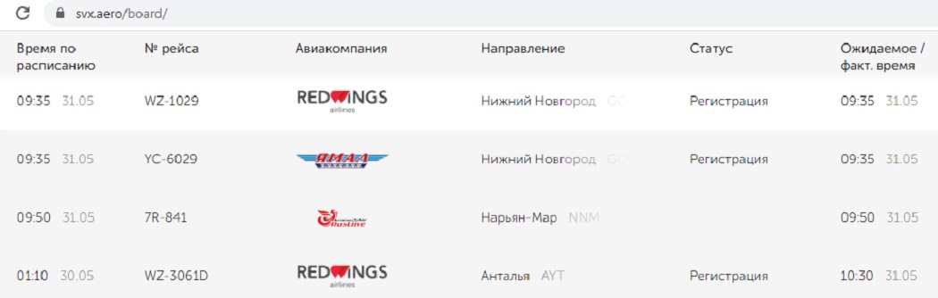 В Екатеринбурге задержали на 34 часа рейс Red Wings в Турцию